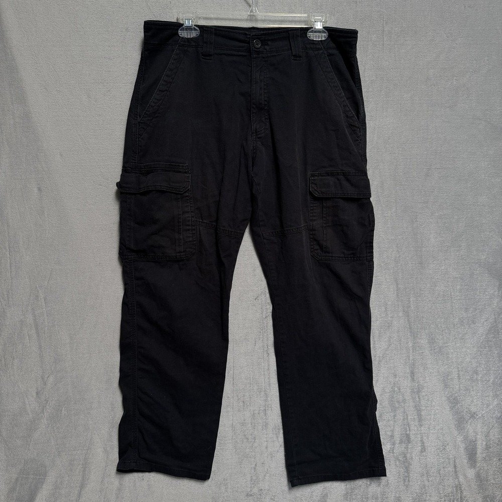 Wrangler Cargo Pants Mens 32x30 Black Relaxed Fit Stretch Workwear Utility